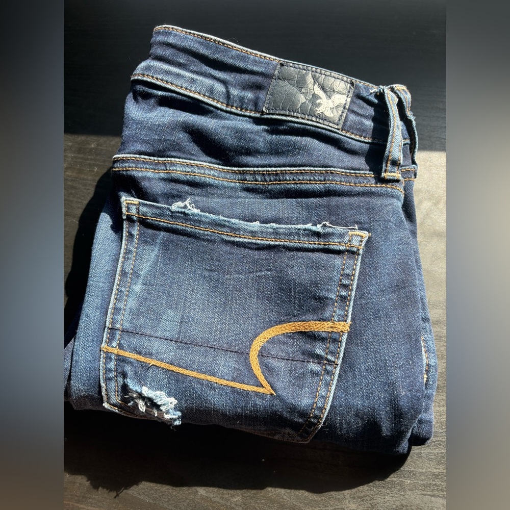 American Eagle Dark Blue Distressed Jeans